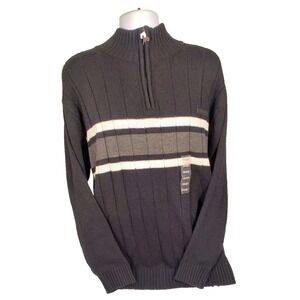 SOUTHPOLE Mens XL Black Sweater Acrylic Knit Quarter-Zip NWT